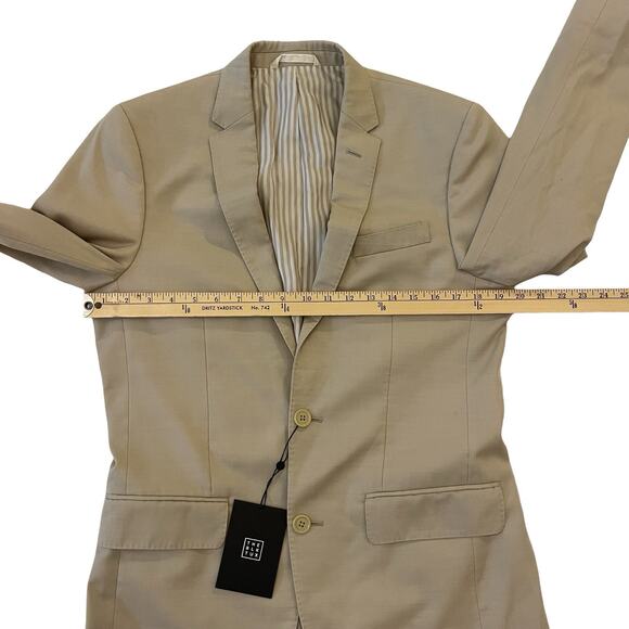 THE BLK TUX Men's TOLLEGNO 1900 Beige Suit Jacket 100% Italian Merino Wool - Picture 8 of 12